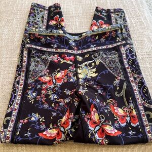 Johnny Was Black Floral Butterfly Skinny Leggings
